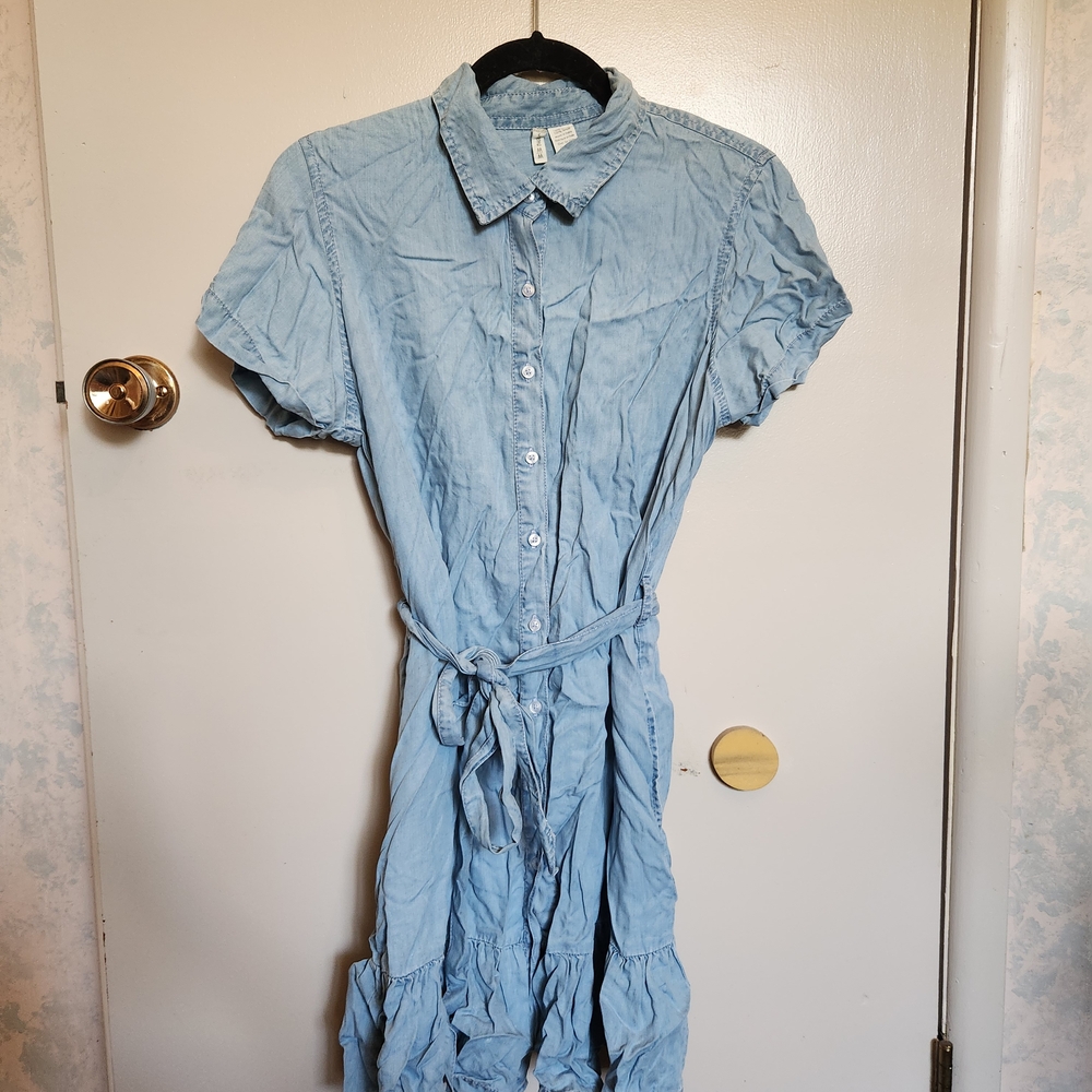 Japna Light Blue Button-Up Dress
